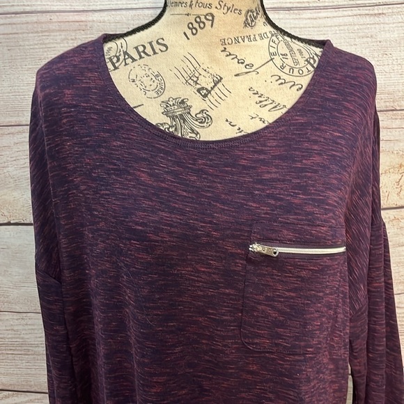 Chico’s Weekend CoziSoft Spacedye Tee Zip Pocket Long Sleeves Size 3 XL - Picture 2 of 9